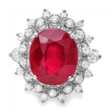 Load image into Gallery viewer, 9.40 Carats Natural Red Ruby and Diamond 14K Solid White Gold Ring