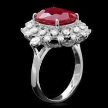 Load image into Gallery viewer, 9.40 Carats Natural Red Ruby and Diamond 14K Solid White Gold Ring