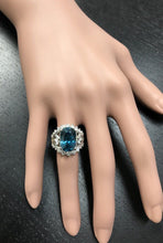 Load image into Gallery viewer, 13.50 Carats Natural Very Nice Looking Zircon and Diamond 14K Solid White Gold Ring