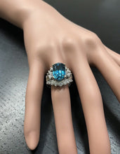 Load image into Gallery viewer, 13.50 Carats Natural Very Nice Looking Zircon and Diamond 14K Solid White Gold Ring