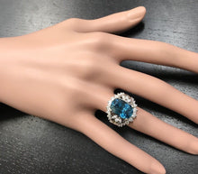 Load image into Gallery viewer, 13.50 Carats Natural Very Nice Looking Zircon and Diamond 14K Solid White Gold Ring