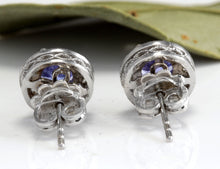 Load image into Gallery viewer, Exquisite 1.80 Carats Natural Tanzanite and Diamond 14K Solid White Gold Stud Earrings