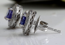 Load image into Gallery viewer, Exquisite 1.80 Carats Natural Tanzanite and Diamond 14K Solid White Gold Stud Earrings