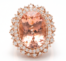 Load image into Gallery viewer, 13.65 Carats Exquisite Natural Morganite and Diamond 14K Solid Rose Gold Ring
