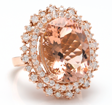 Load image into Gallery viewer, 13.65 Carats Exquisite Natural Morganite and Diamond 14K Solid Rose Gold Ring