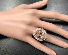 Load image into Gallery viewer, 13.65 Carats Exquisite Natural Morganite and Diamond 14K Solid Rose Gold Ring