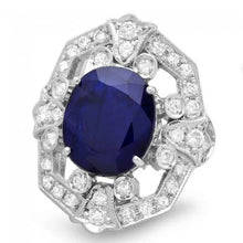 Load image into Gallery viewer, 10.10 Carats Natural Blue Sapphire and Diamond 14K Solid White Gold Ring