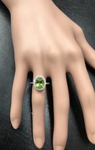Load image into Gallery viewer, 2.80 Carats Natural Very Nice Looking Peridot and Diamond 14K Solid White Gold Ring
