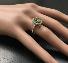 Load image into Gallery viewer, 2.80 Carats Natural Very Nice Looking Peridot and Diamond 14K Solid White Gold Ring