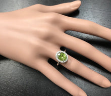 Load image into Gallery viewer, 2.80 Carats Natural Very Nice Looking Peridot and Diamond 14K Solid White Gold Ring