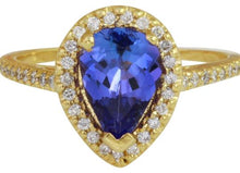 Load image into Gallery viewer, 1.50 Carats Natural Very Nice Looking Tanzanite and Diamond 14K Solid Yellow Gold Ring
