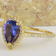 Load image into Gallery viewer, 1.50 Carats Natural Very Nice Looking Tanzanite and Diamond 14K Solid Yellow Gold Ring