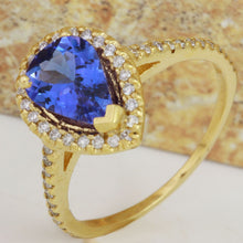 Load image into Gallery viewer, 1.50 Carats Natural Very Nice Looking Tanzanite and Diamond 14K Solid Yellow Gold Ring