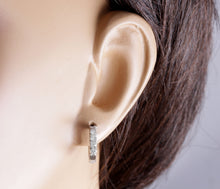 Load image into Gallery viewer, Exquisite .60 Carats Natural Diamond 14K Solid White Gold Hoop Earrings