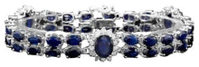 Load image into Gallery viewer, 30.60 Natural Blue Sapphire and Diamond 14K Solid White Gold Bracelet
