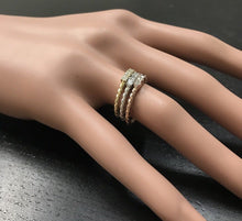 Load image into Gallery viewer, Splendid 0.45 Carats Natural Diamond Set of 3 Stackable 14K Solid Multi-Color Gold Rings