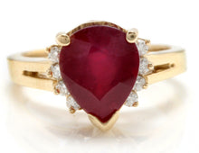Load image into Gallery viewer, 4.90 Carats Impressive Red Ruby and Diamond 14K Yellow Gold Ring