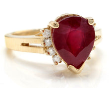 Load image into Gallery viewer, 4.90 Carats Impressive Red Ruby and Diamond 14K Yellow Gold Ring