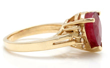 Load image into Gallery viewer, 4.90 Carats Impressive Red Ruby and Diamond 14K Yellow Gold Ring