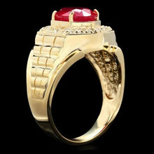 Load image into Gallery viewer, 6.10 Carats Natural Red Ruby and Diamond 14K Solid Yellow Gold Men's Ring