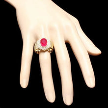 Load image into Gallery viewer, 6.10 Carats Natural Red Ruby and Diamond 14K Solid Yellow Gold Men's Ring
