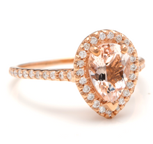 Load image into Gallery viewer, 1.40 Carats Exquisite Natural Morganite and Diamond 14K Solid Rose Gold Ring