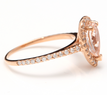 Load image into Gallery viewer, 1.40 Carats Exquisite Natural Morganite and Diamond 14K Solid Rose Gold Ring