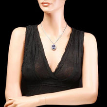 Load image into Gallery viewer, 26.80Ct Natural Tanzanite and Diamond 18K Solid White Gold Necklace