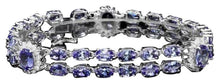 Load image into Gallery viewer, 20.00 Carats Natural Tanzanite &amp; Diamond 14K Solid White Gold Bracelet