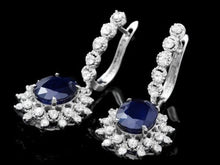 Load image into Gallery viewer, 8.60 Carats Natural Sapphire and Diamond 14K Solid White Gold Earrings