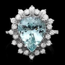 Load image into Gallery viewer, 5.70 Carats Natural Aquamarine and Diamond 14K Solid White Gold Ring