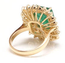 Load image into Gallery viewer, 8.70 Carats Natural Emerald and Diamond 14K Solid Yellow Gold Ring