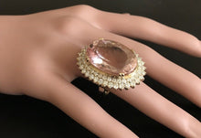 Load image into Gallery viewer, 36.25 Carats Exquisite Natural Morganite and Diamond 14K Solid Yellow Gold Ring