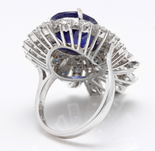 Load image into Gallery viewer, 10.25 Carats Exquisite Natural Blue Sapphire and Diamond 14K Solid White Gold Ring