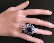 Load image into Gallery viewer, 10.25 Carats Exquisite Natural Blue Sapphire and Diamond 14K Solid White Gold Ring