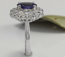 Load image into Gallery viewer, 3.55 Carats Natural Very Nice Looking Tanzanite and Diamond 14K Solid White Gold Ring
