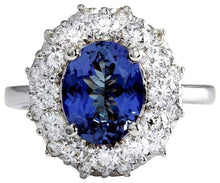 Load image into Gallery viewer, 3.55 Carats Natural Very Nice Looking Tanzanite and Diamond 14K Solid White Gold Ring