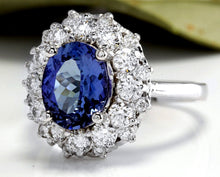 Load image into Gallery viewer, 3.55 Carats Natural Very Nice Looking Tanzanite and Diamond 14K Solid White Gold Ring