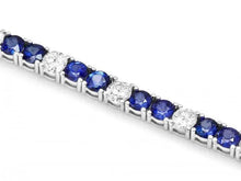 Load image into Gallery viewer, 9.00 Natural Blue Sapphire and Diamond 18K Solid White Gold Bracelet