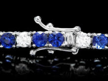 Load image into Gallery viewer, 9.00 Natural Blue Sapphire and Diamond 18K Solid White Gold Bracelet