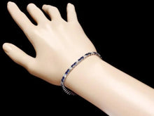 Load image into Gallery viewer, 9.00 Natural Blue Sapphire and Diamond 18K Solid White Gold Bracelet