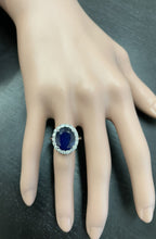 Load image into Gallery viewer, 8.35 Carats Natural Sapphire and Diamond 14K Solid White Gold Ring