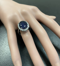 Load image into Gallery viewer, 8.35 Carats Natural Sapphire and Diamond 14K Solid White Gold Ring