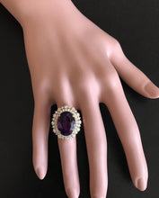 Load image into Gallery viewer, 10.40 Carats Natural Impressive Amethyst and Diamond 14K Yellow Gold Ring