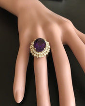 Load image into Gallery viewer, 10.40 Carats Natural Impressive Amethyst and Diamond 14K Yellow Gold Ring