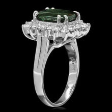Load image into Gallery viewer, 4.30 Carats Natural Green Tourmaline and Diamond 14K Solid White Gold Ring