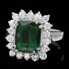 Load image into Gallery viewer, 4.30 Carats Natural Green Tourmaline and Diamond 14K Solid White Gold Ring