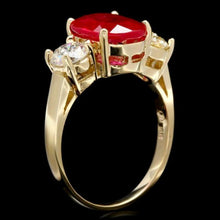 Load image into Gallery viewer, 5.00 Carats Red Ruby and Natural Diamond 14k Solid Yellow Gold Ring
