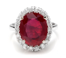 Load image into Gallery viewer, 8.80 Carats Impressive Natural Red Ruby and Diamond 14K White Gold Ring