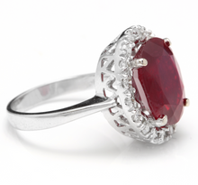 Load image into Gallery viewer, 8.80 Carats Impressive Natural Red Ruby and Diamond 14K White Gold Ring